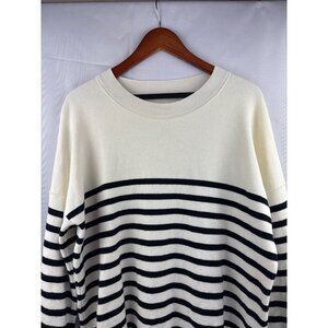 Striped Knit Sweater Crew Neck Medium Size